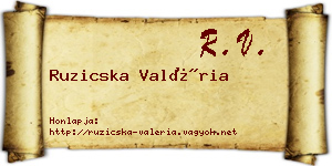 Ruzicska Valéria névjegykártya